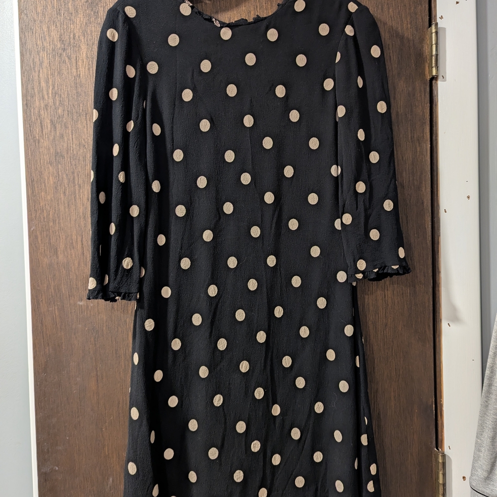 Kate Spade Black and Cream Polka Dot Long Sleeve Dress